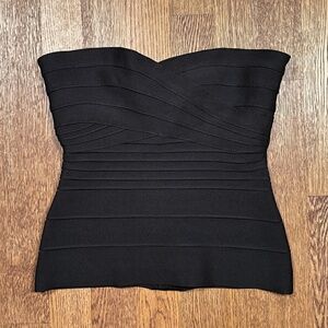 Herve Leger Black Strapless Classic Bandage Top Womens Small